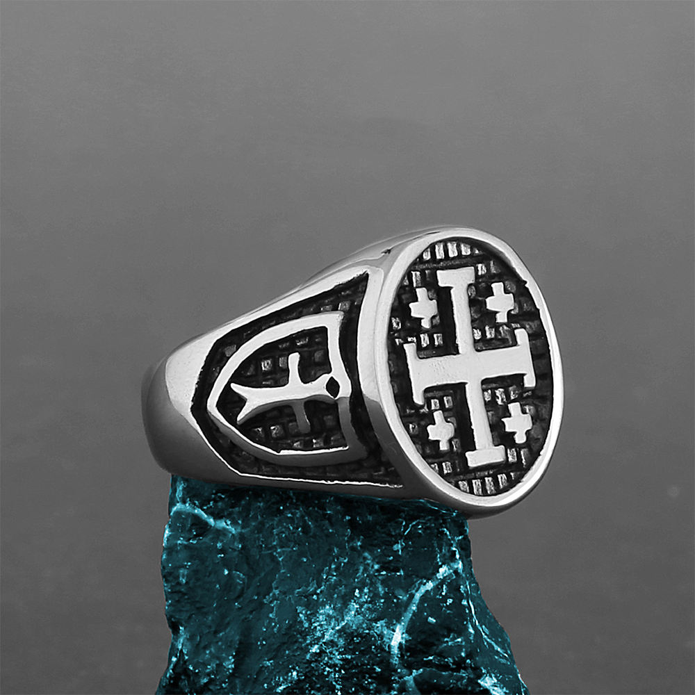 Christiandiscipleshop Retro Minimalist Style Jerusalem Cross Ring