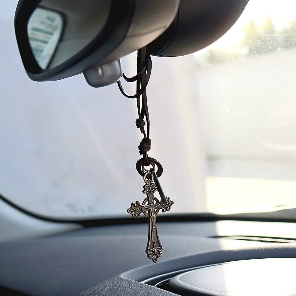 Christiandiscipleshop Retro Classic Style Crucifix Pendant Leather Rope Necklace