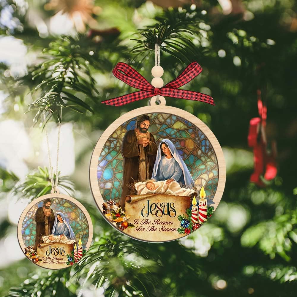 Christiandiscipleshop Rustic Colored Style Layered Wooden Pendant Christmas Nativity Ornaments