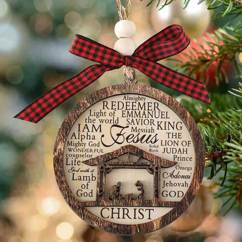 Christiandiscipleshop Rustic Style Layered Wooden Bible Verse Christmas Nativity Ornaments