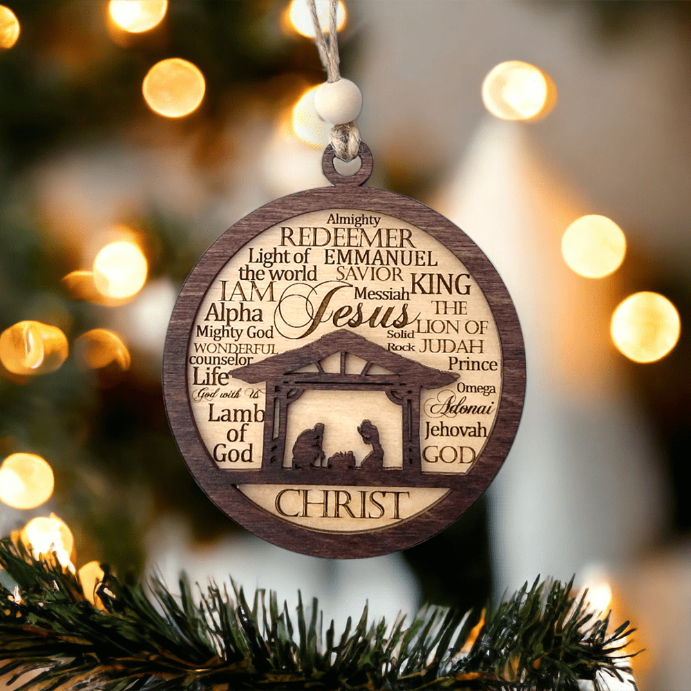 Christiandiscipleshop Rustic Style Layered Wooden Bible Verse Christmas Nativity Ornaments