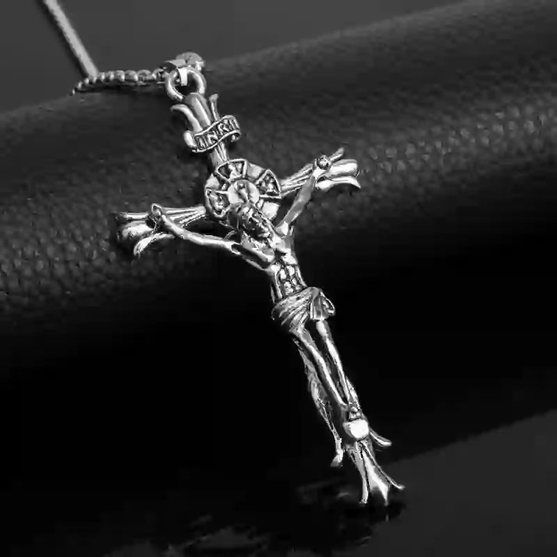 Christiandiscipleshop Retro Style Stainless Steel Crucifix Jewelry Chain Pendant Necklace