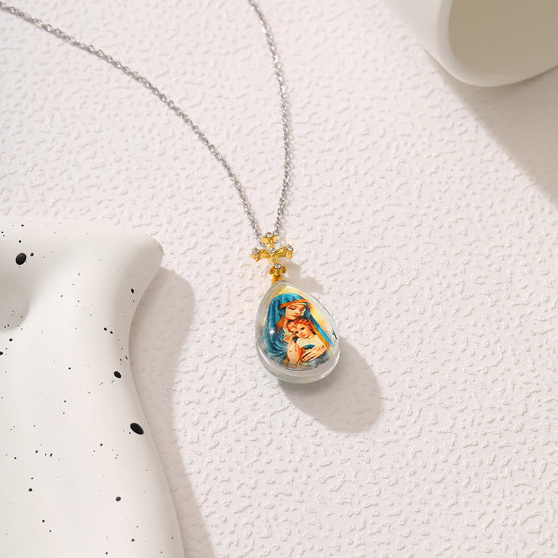 Christiandiscipleshop Simple Fashion Style Crystal Jesus Series Pendant Necklace