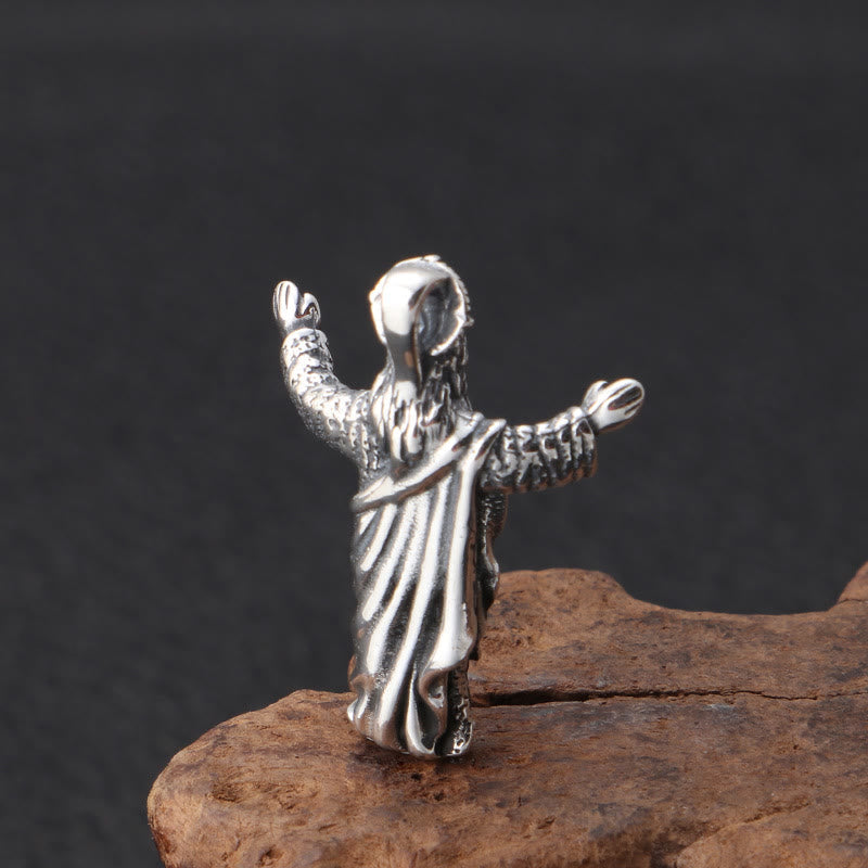 Christiandiscipleshop Retro Old-Fashioned Style Jesus Sterling Silver Pendant Necklace