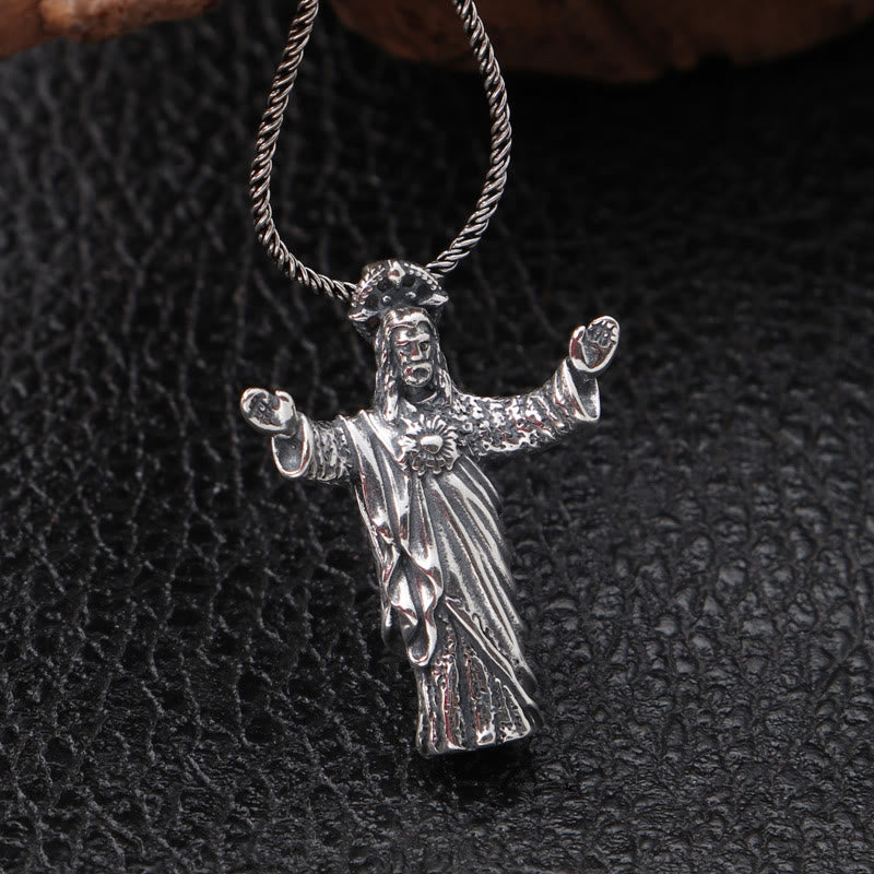 Christiandiscipleshop Retro Old-Fashioned Style Jesus Sterling Silver Pendant Necklace