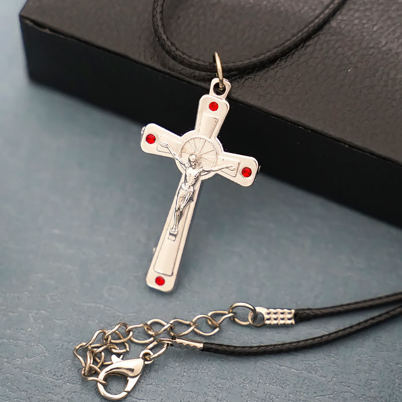 Christiandiscipleshop Retro Claasic Style Crucifix with Colorful Gemstone Pendant Necklace