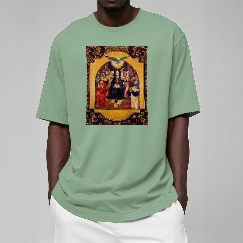 Christiandiscipleshop Classic Style Holy Spirit Apostles Saint Virgin Mary Short Sleeve Washed T-shirt