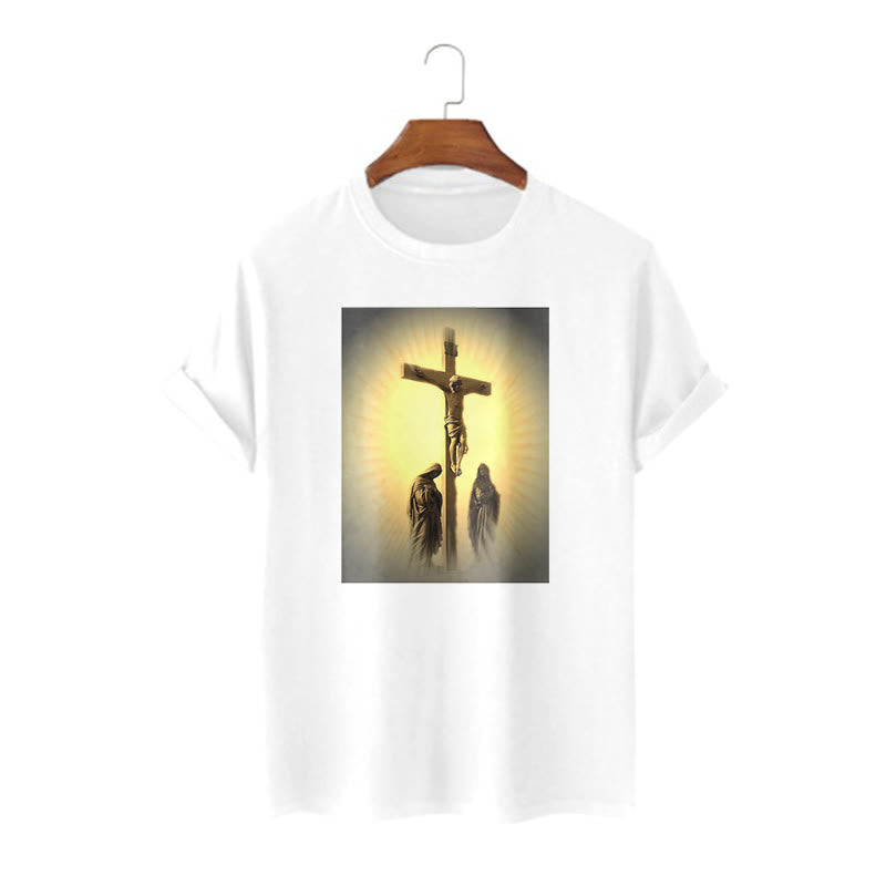 Christiandiscipleshop Classic Style Crucifixion of Jesus Graphic Short Sleeve Washed T-shirt