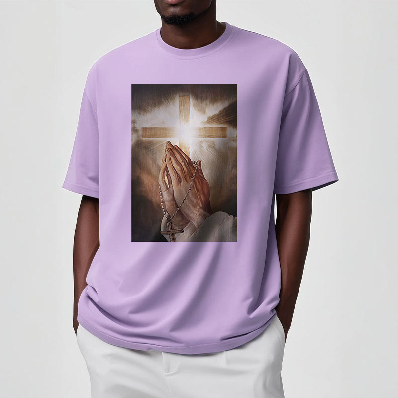 Christiandiscipleshop Retro Style Hand of Jesus Pray Short Sleeve Washed T-shirt