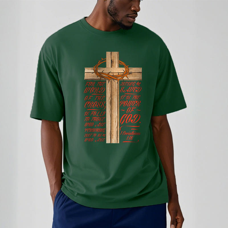 Christiandiscipleshop Classic Style Power of God - 1 Corinthians 1:18  Short Sleeve Washed T-shirt