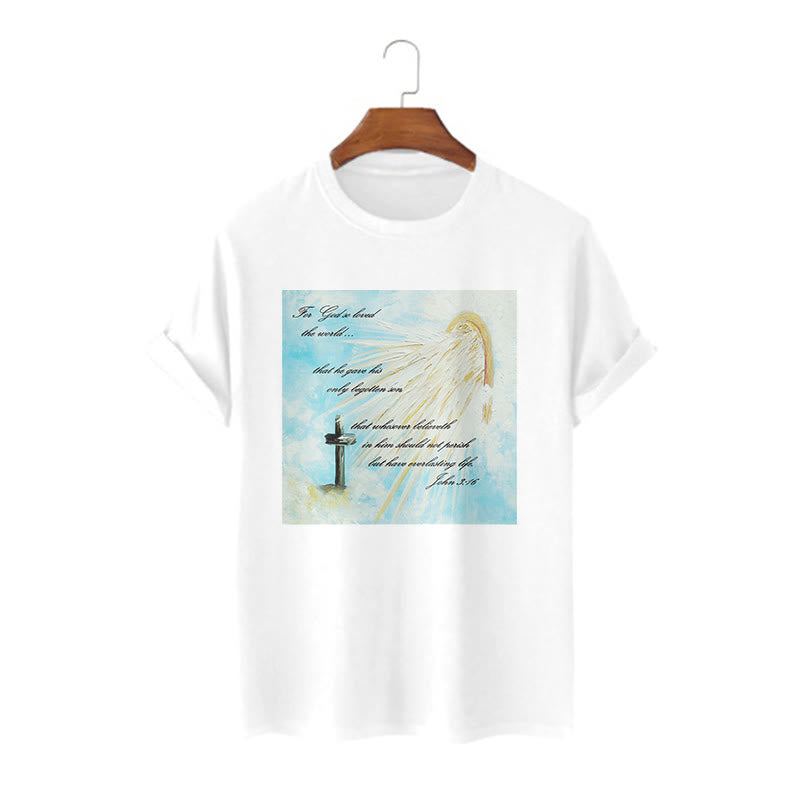Christiandiscipleshop Classic Style For God so Loved the World  Short Sleeve Washed T-shirt