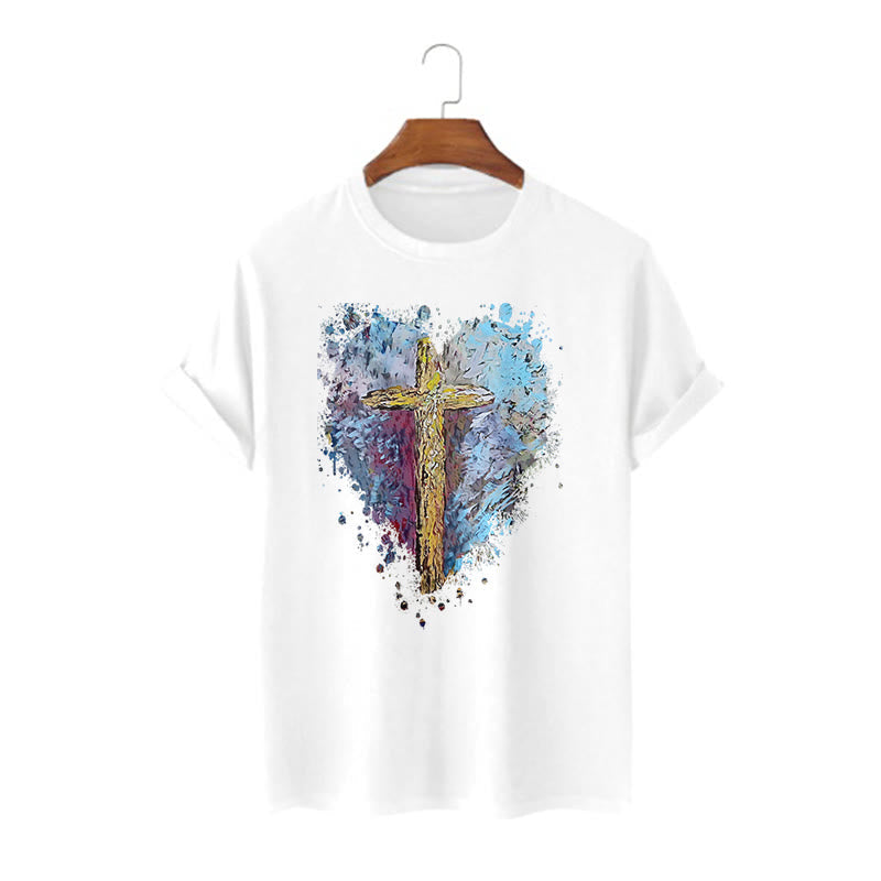 Christiandiscipleshop Classic Style Cross my Heart Short Sleeve Washed T-shirt