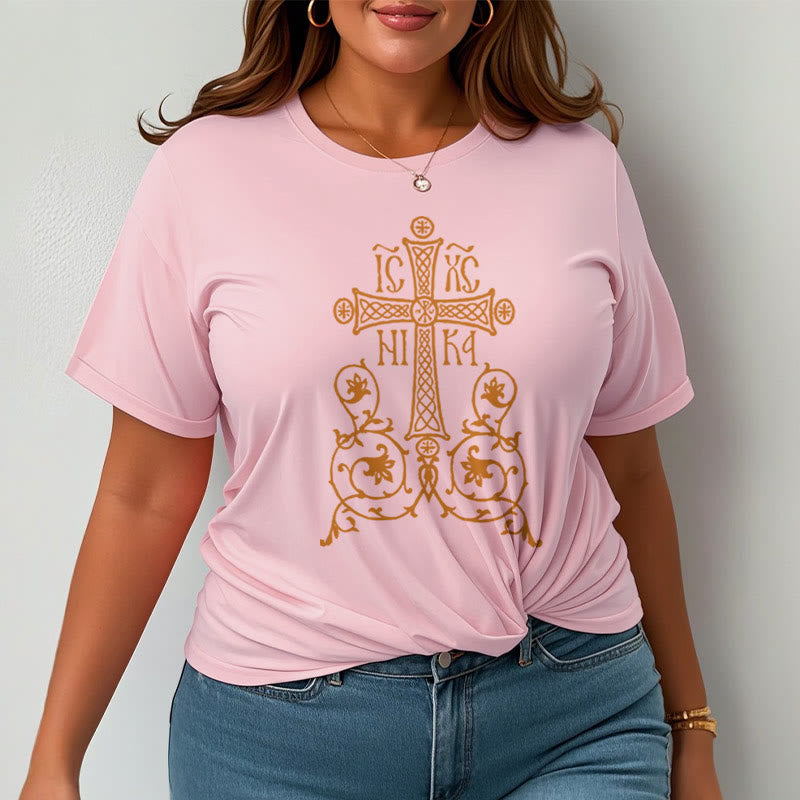 Christiandiscipleshop Classic Style Orthodox Cross Short Sleeve Washed T-shirt