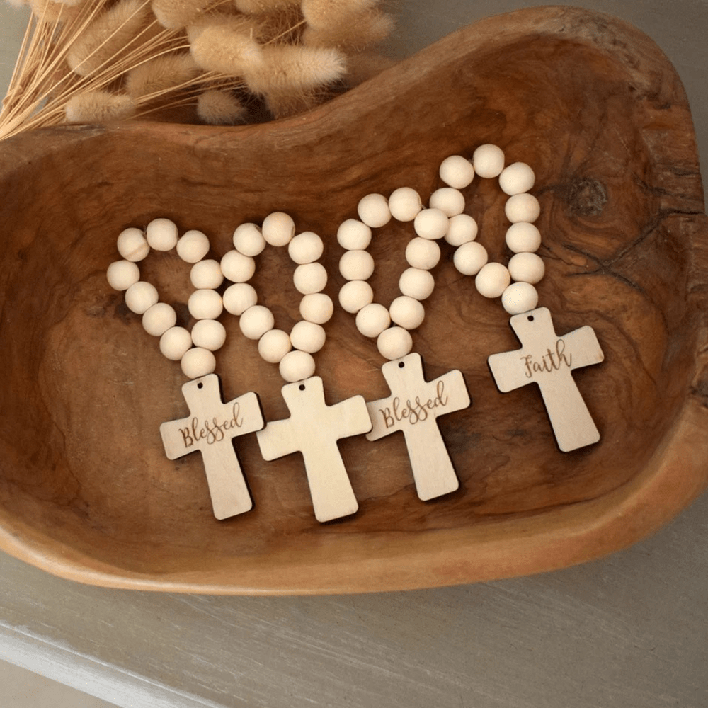 Christiandiscipleshop Multi-purpose Wooden Finger Pocket Rosary for Baptism Pray Festival Decor