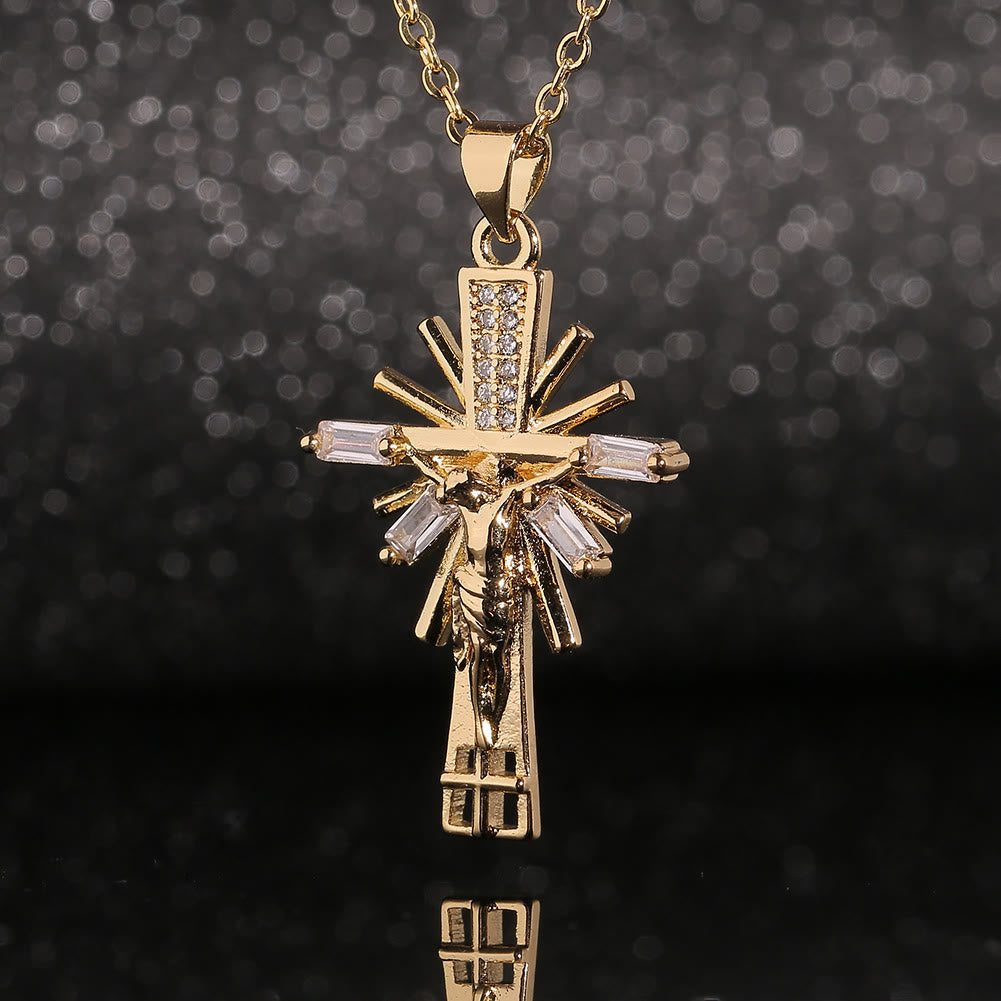 christiandiscipleshop Lightweight Luxury Style Crucifix with Diamonds Pendant Necklace