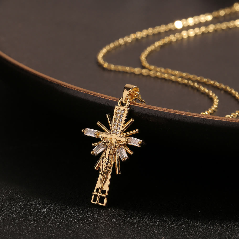 christiandiscipleshop Lightweight Luxury Style Crucifix with Diamonds Pendant Necklace
