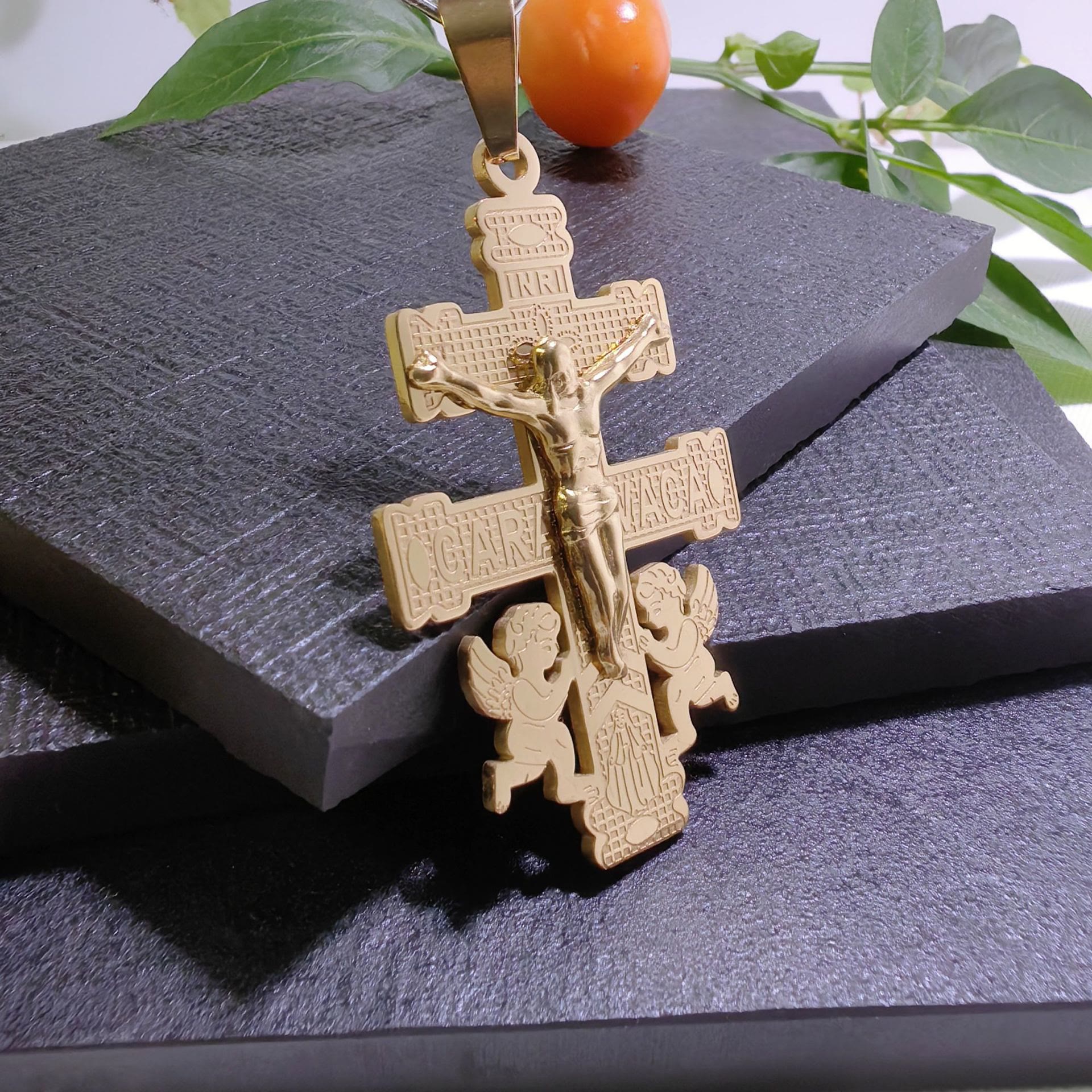 Christiandiscipleshop Classic Style Retro Crucifix with Angels Pendant Necklace
