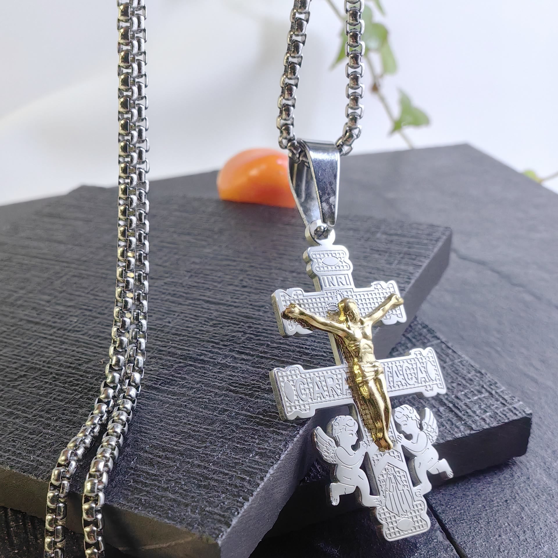 Christiandiscipleshop Classic Style Retro Crucifix with Angels Pendant Necklace
