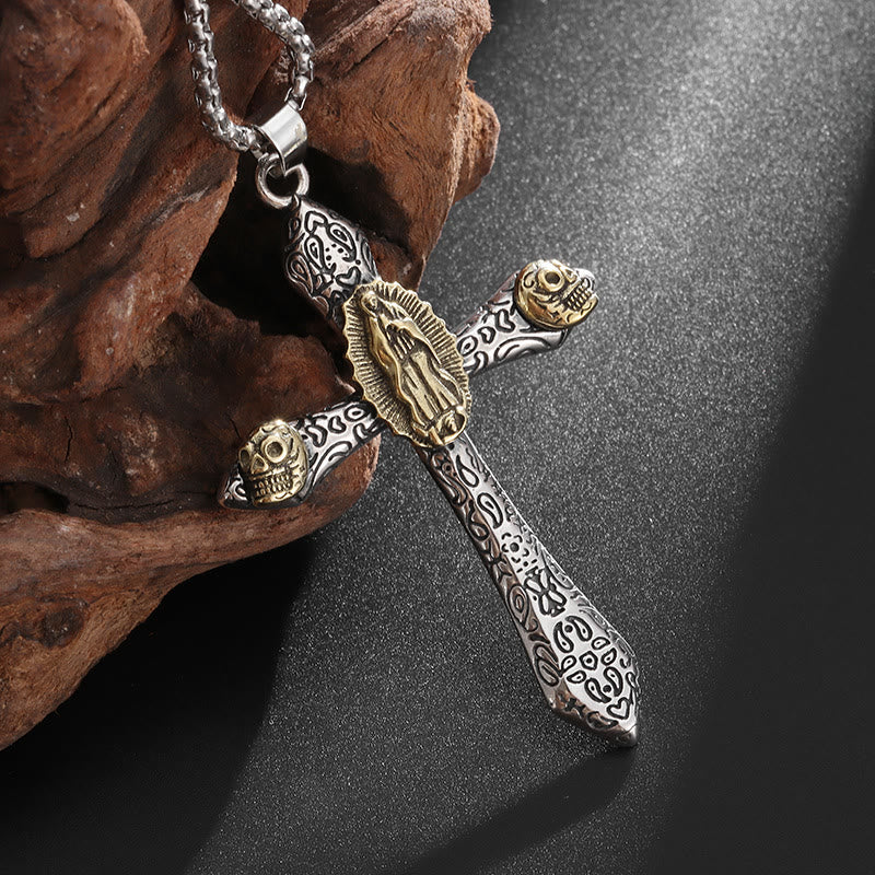Christiandiscipleshop Classic Style Retro Crucifix with Our Lady of Guadalupe Pendant Necklace