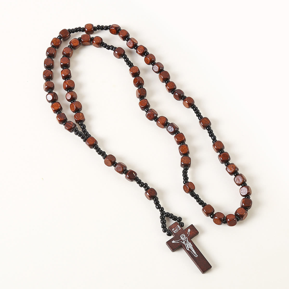 Christiandiscipleshop Crucifix of 8 mm Square Multicolor Wood Nylon Cord Rosary(3 COLOR)