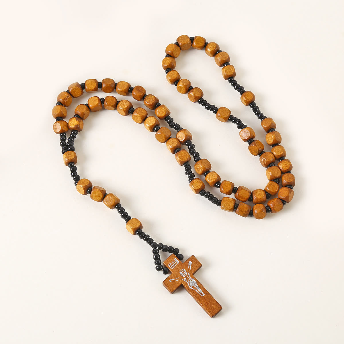 Christiandiscipleshop Crucifix of 8 mm Square Multicolor Wood Nylon Cord Rosary(3 COLOR)