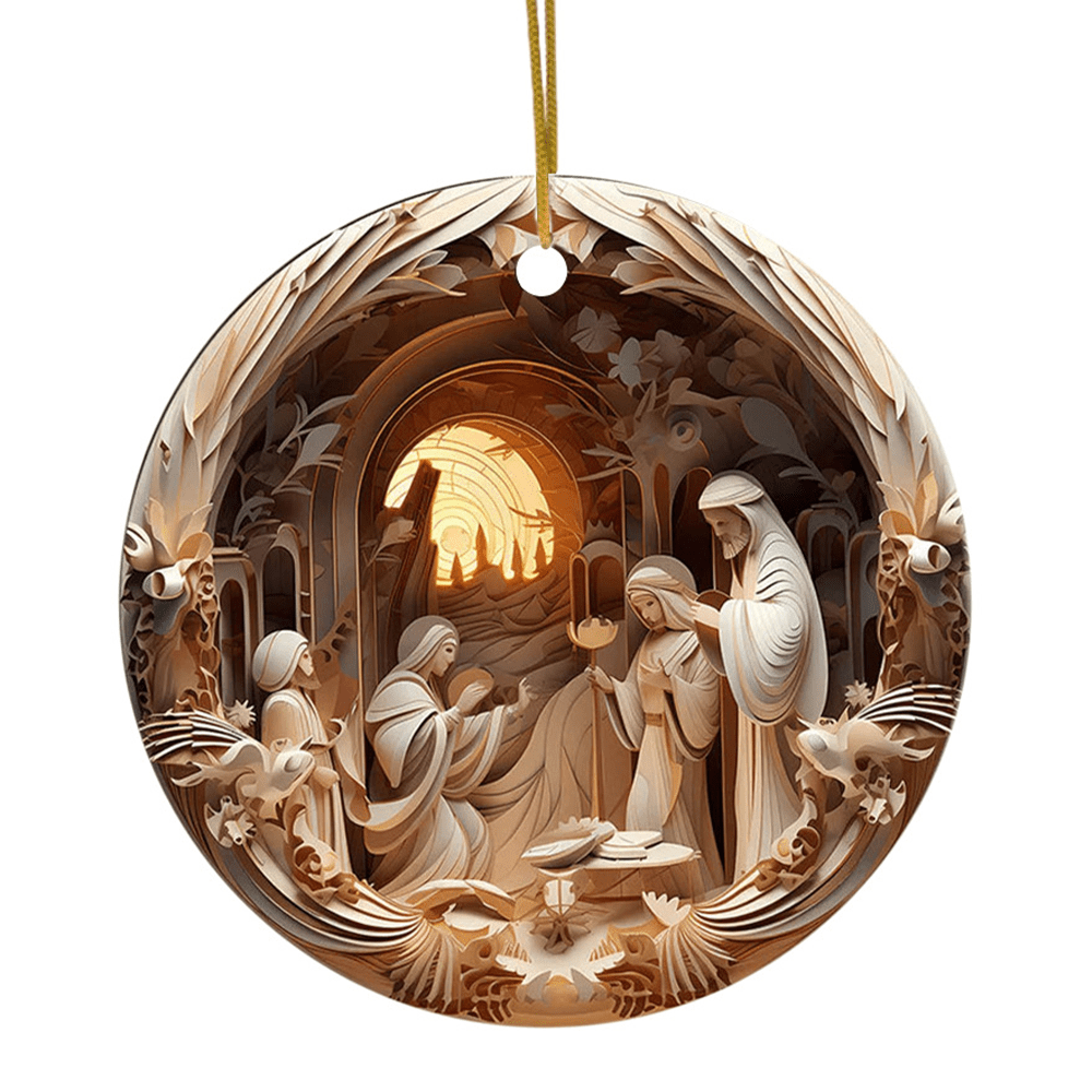 Christiandiscipleshop Sculptural Style Nativity Christmas Hanging Ornaments C