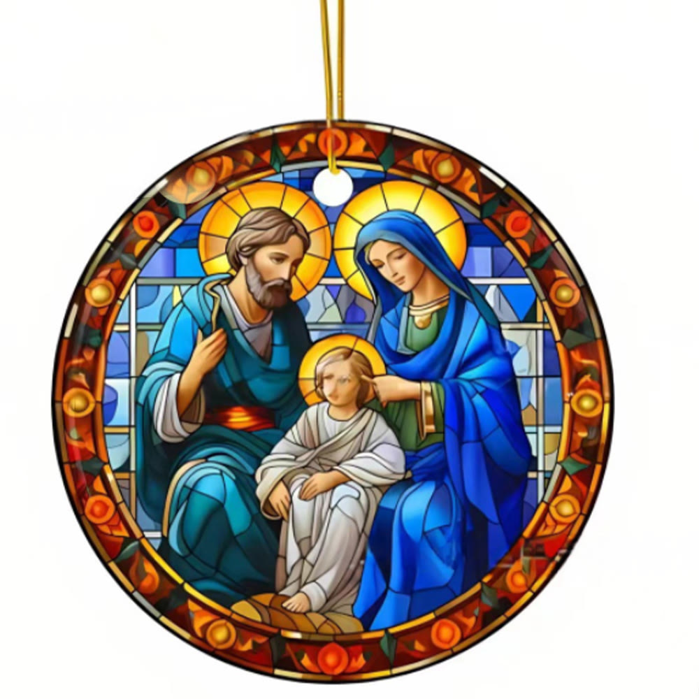christiandiscipleshop Stained Glass Styles Holy Family Christmas Colorful Ornaments C