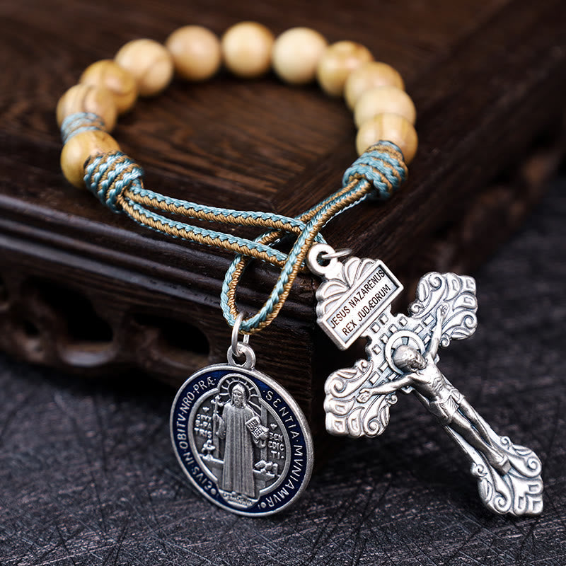 Christiandiscipleshop Olive Wood Saint Benedict Medal Decade Rosary