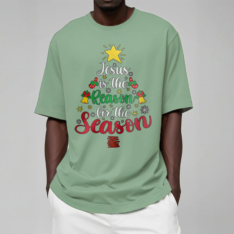 Christiandiscipleshop Festive Style Jesus is the Reason for the Season Short Sleeve Washed T-shirt