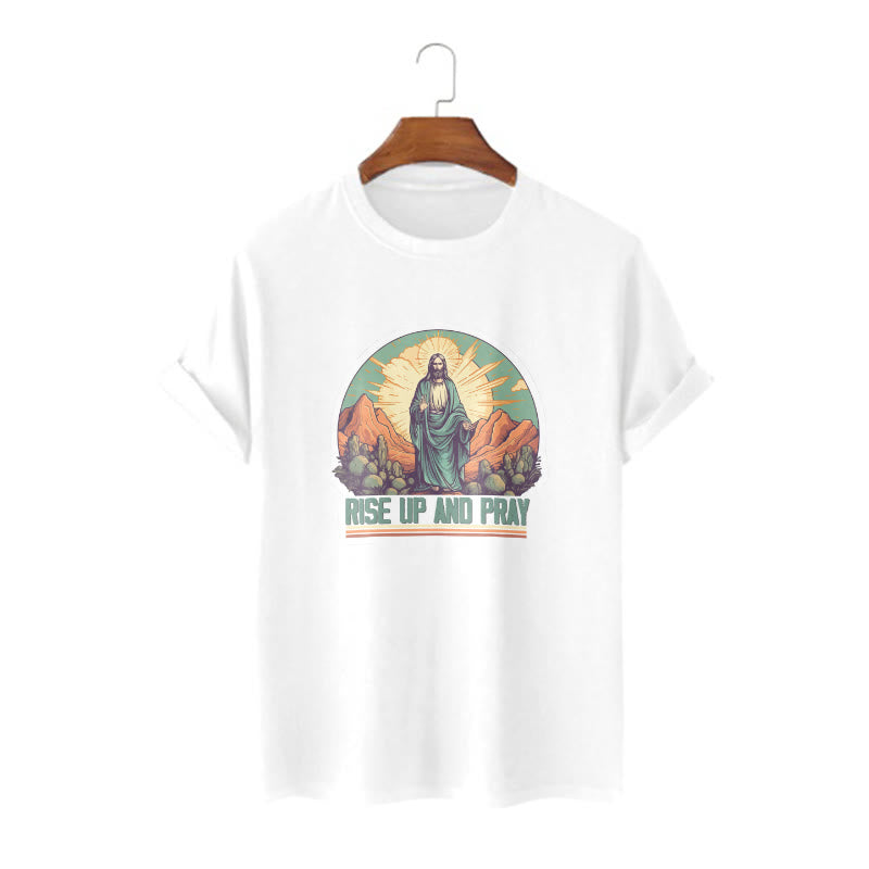 Christiandiscipleshop Classic Style Rise Up and Pray Short Sleeve Washed T-shirt