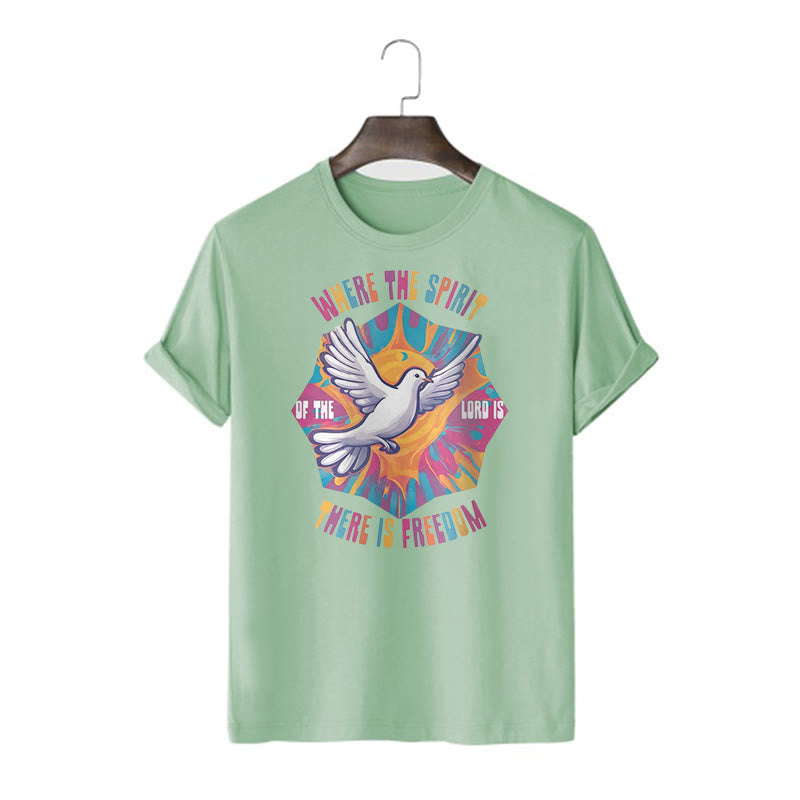 Christiandiscipleshop Colorful Style Dove and Bible Verse Short Sleeve Washed T-shirt