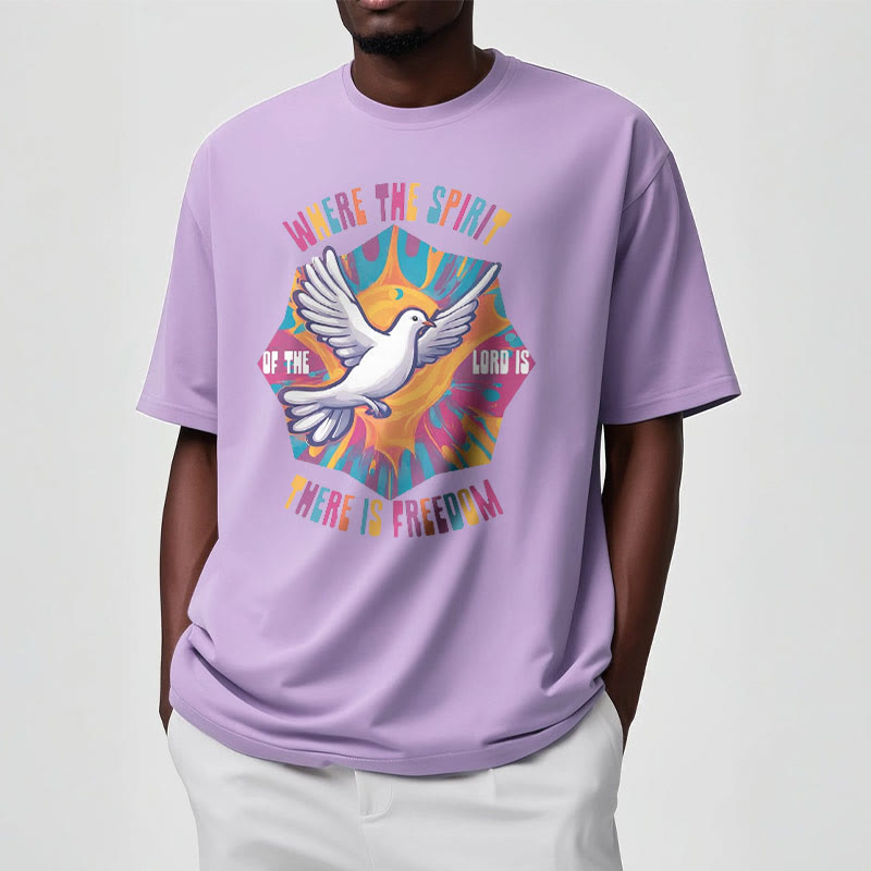 Christiandiscipleshop Colorful Style Dove and Bible Verse Short Sleeve Washed T-shirt