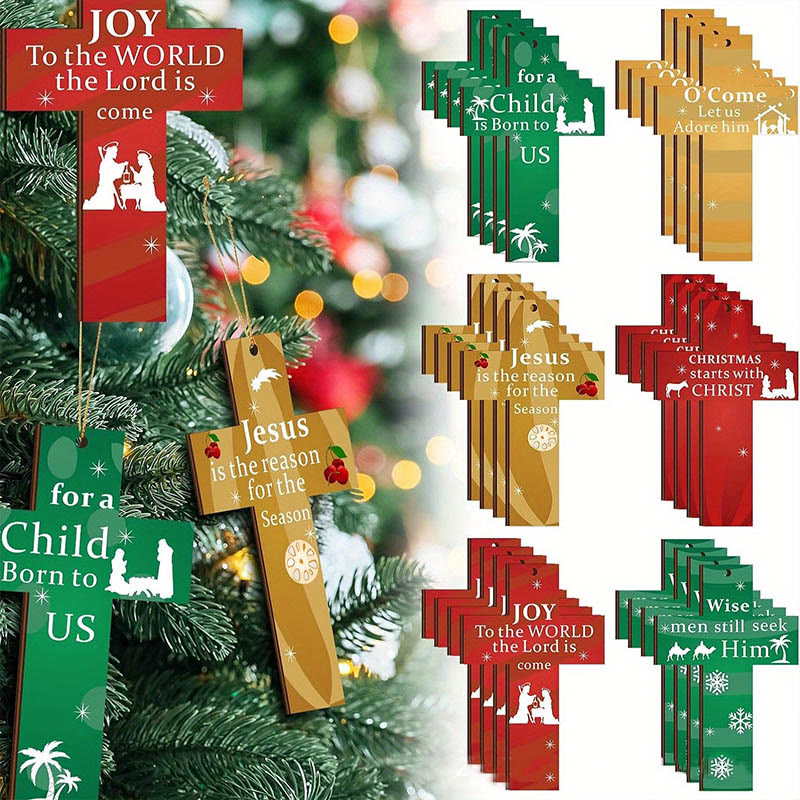 christiandiscipleshop Modern Style Cross Shaped Love Jesus Christmas Faith-Inspired Hanging Ornaments