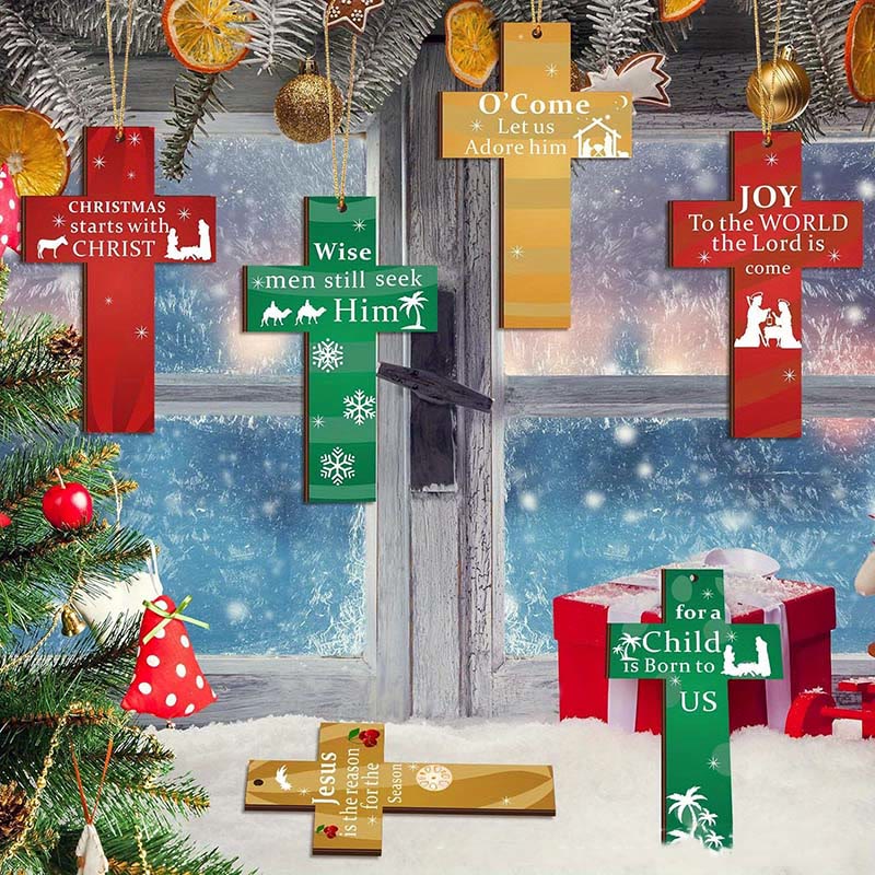 christiandiscipleshop Modern Style Cross Shaped Love Jesus Christmas Faith-Inspired Hanging Ornaments