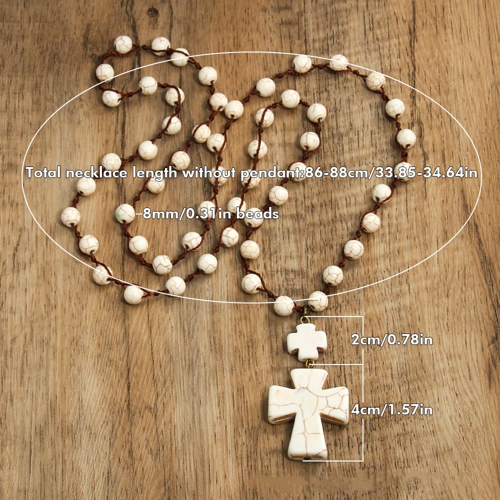 Christiandiscipleshop Folk Style Turquoise Braided Cross Pendant Necklace