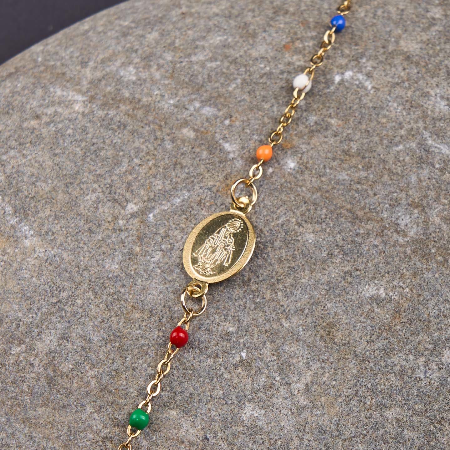 Christiandiscipleshop Fresh Elegant Style Colorful Clavicle Chain Necklace with Cross & 5 Medals Options