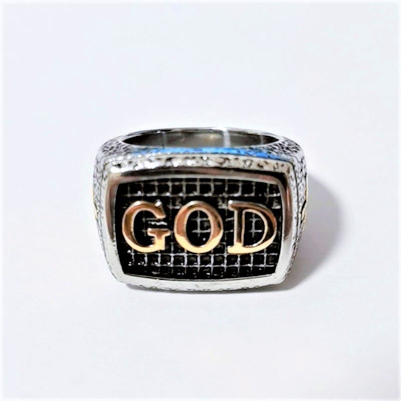 Christiandiscipleshop Retro Heavy Style GOD Divine Devotion Pattern Alloy Ring(3 color)
