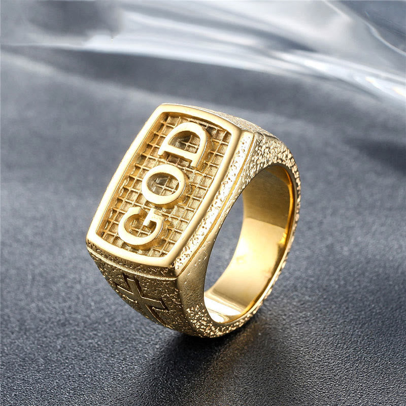 Christiandiscipleshop Retro Heavy Style GOD Divine Devotion Pattern Alloy Ring(3 color)