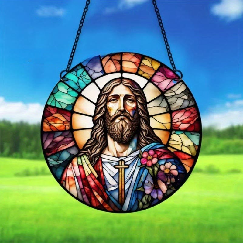 Christiandiscipleshop Stained Glass Style Classic Christ Scene Hanging Ornaments D