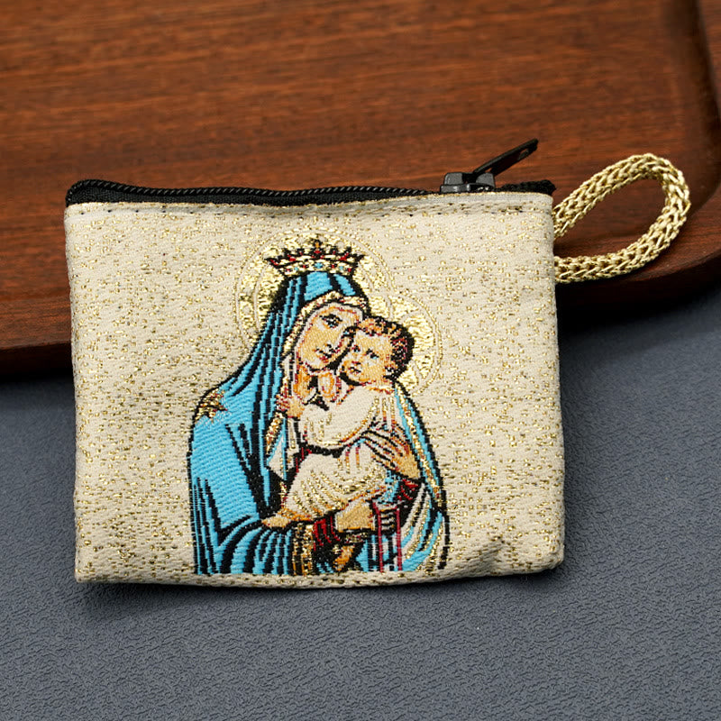 Christiandiscipleshop Retro Classic Style Holy Saint Icon Cotton Double-sided Pattern Jewelry Pouches