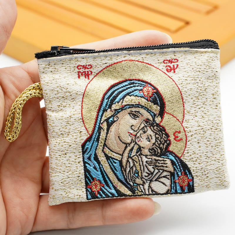 Christiandiscipleshop Retro Classic Style Holy Saint Icon Cotton Double-sided Pattern Jewelry Pouches