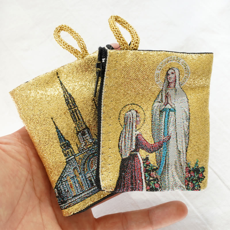 Christiandiscipleshop Retro Classic Style Holy Saint Icon Cotton Double-sided Pattern Jewelry Pouches