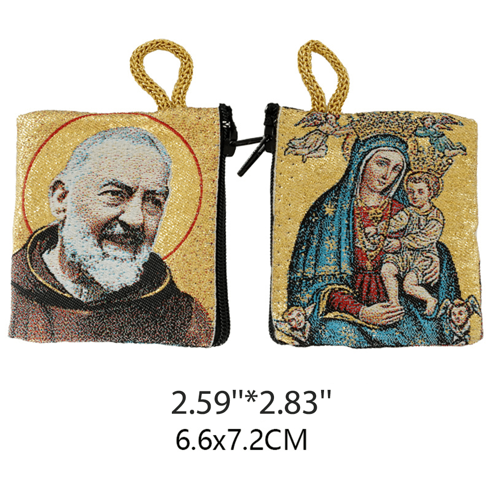 Christiandiscipleshop Retro Classic Style Holy Saint Icon Cotton Double-sided Pattern Jewelry Pouches