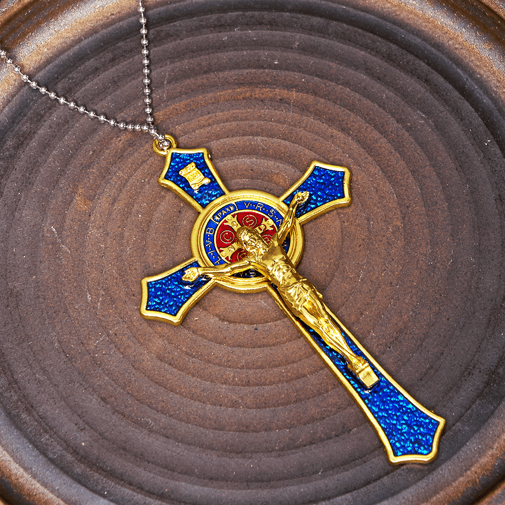 Christiandiscipleshop Classic Style Red/Blue Crafted Crucifix Big Size Pendant Necklace(5 color)