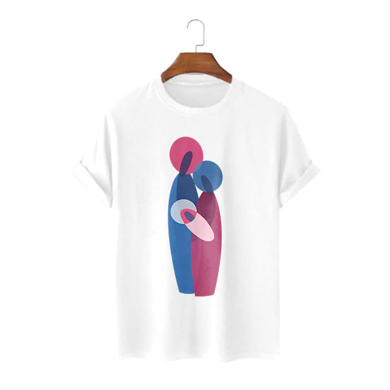 Christianartworkshop Artistic and Modern Style the Holy Family Short Sleeve Washed T-shirt