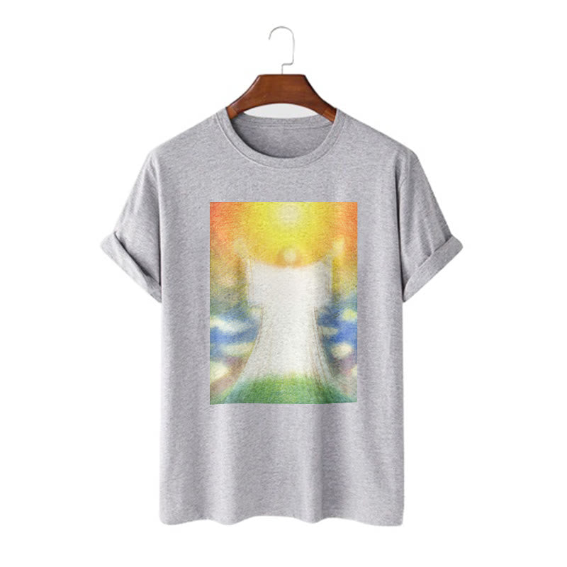 Christianartworkshop Art Style the Radiant Christ Divine Ascension Short Sleeve Washed T-shirt