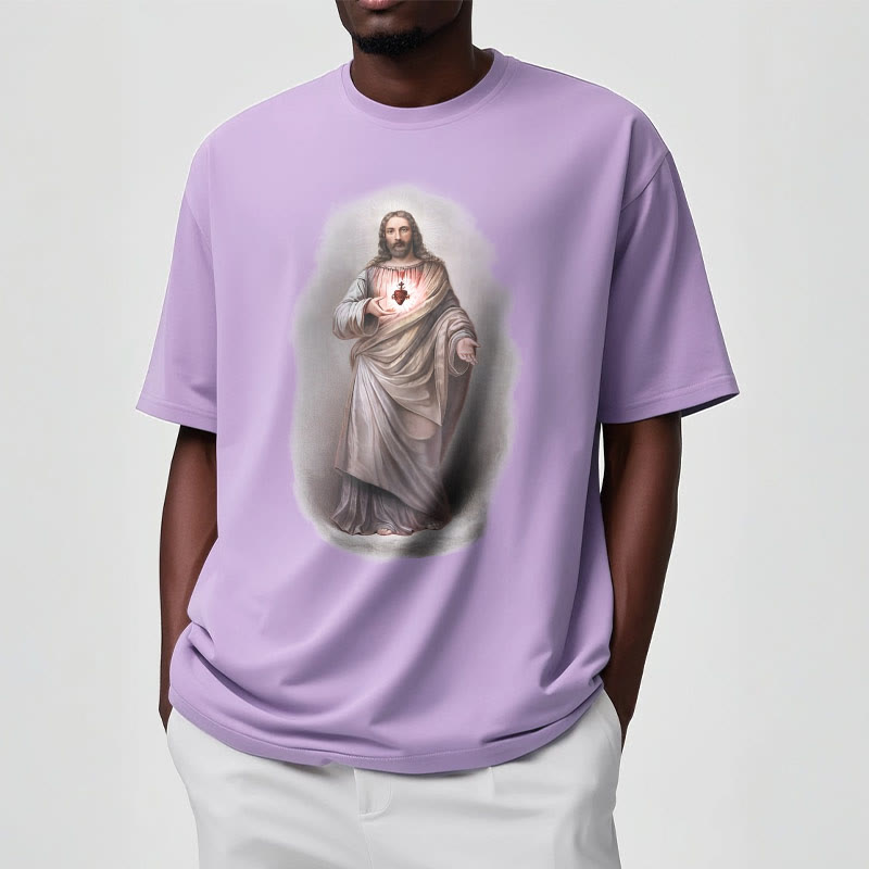 Christiandiscipleshop Retro Style Sacred Heart Short Sleeve Washed T-shirt