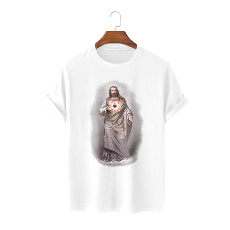 Christiandiscipleshop Retro Style Sacred Heart Short Sleeve Washed T-shirt