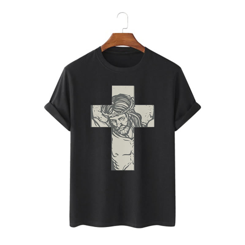 Christiandiscipleshop Retro Style Jesus on the Cross Short Sleeve Washed T-shirt