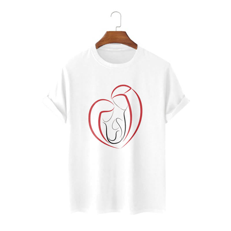 christiandiscipleshop Minimalist Style Sacred Family Heartline Art Short Sleeve Washed T-shirt